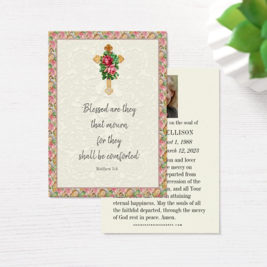 Christelijke Rozen voor herdenking van begrafeniss Visitekaartje (Bureau)