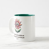 Christelijke Schrift Angst Schattigee Bloem Tweekleurige Koffiemok (Voorkant links)
