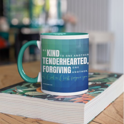Christelijke Schrift Be Kind Verse Blue Green Mok