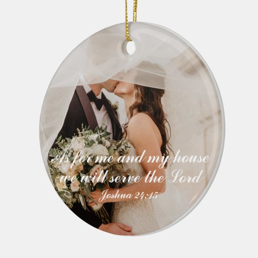 Christelijke Schrift bruiloft foto Keramisch Ornament (Links)