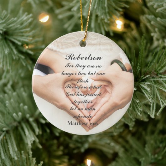 Christelijke Schrift bruiloft foto Keramisch Ornament (Boom)