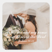 Christelijke Schrift bruiloft foto Vierkante Sticker (Voorkant)