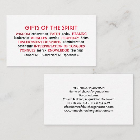 Christelijke Schrift | GAVEN VAN GEEST | Modern Visitekaartje (Voorkant / Achterkant)