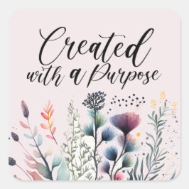 Christelijke Schrift Gezegde Floral Vierkante Sticker