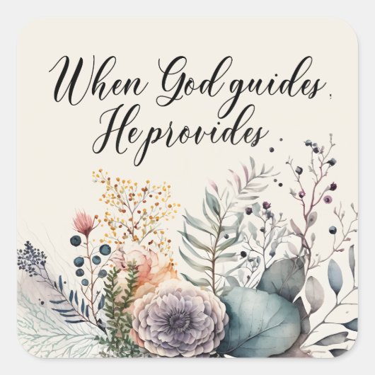 Christelijke Schrift Gezegde Wildflower Vierkante Sticker (Voorkant)