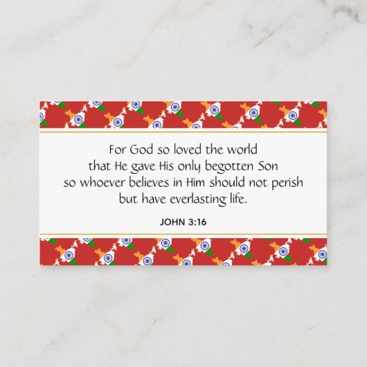 CHRISTELIJKE Schrift Johannes 3:16 ROOD Visitekaartje (Achterkant)