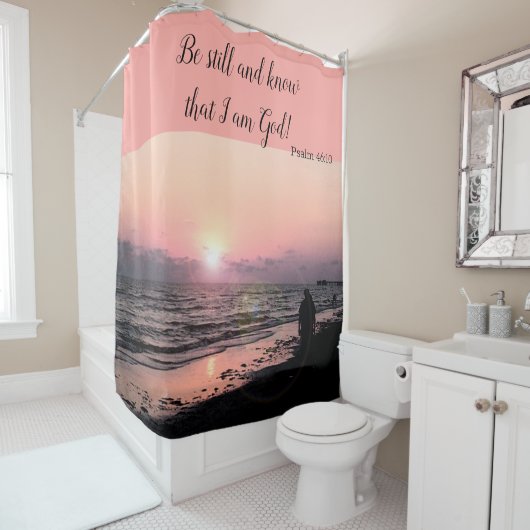 Christelijke Scriptbeach met douwergordijn Douchegordijn (In situ)