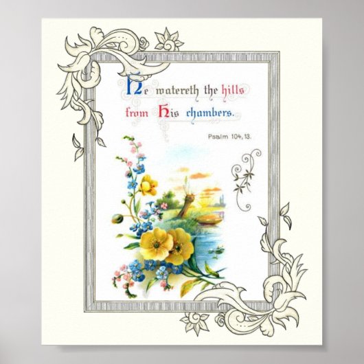Christelijke scripts en  bloemen poster (Voorkant)