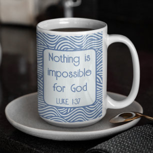 Christelijke scripts Luke 1:37 Blue Wavy Pattern Koffiemok