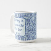 Christelijke scripts Luke 1:37 Blue Wavy Pattern Koffiemok (Voorkant links)
