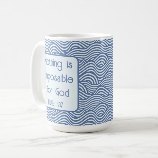 Christelijke scripts Luke 1:37 Blue Wavy Pattern Koffiemok (Voorkant links)