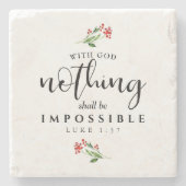 Christelijke scripts Niets is onmogelijk II Stenen Onderzetter (Voorkant)