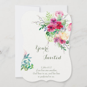 Christelijke scripts Romantic Floral Wedding Kaart