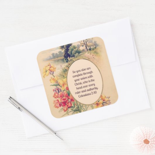 Christelijke scripts Verse Vierkante Sticker (Envelop)