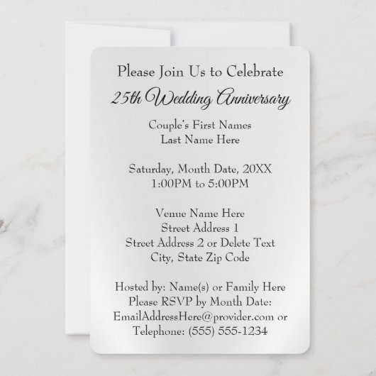 CHRISTELIJKE Silver 25th Jubileum Uitnodiging Kaar (Achterkant)