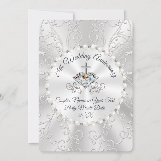 CHRISTELIJKE Silver 25th Jubileum Uitnodiging Kaar (Voorkant)