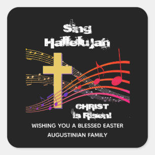 Christelijke SING HALLELUJAH CHRIST IS RISEN Easte Vierkante Sticker