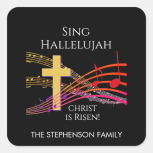 Christelijke SING HALLELUJAH CHRIST IS RISEN Easte Vierkante Sticker