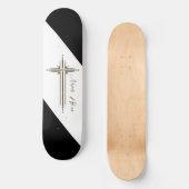 Christelijke skateboard geometrisch kruis Nooit Al (Voorkant)