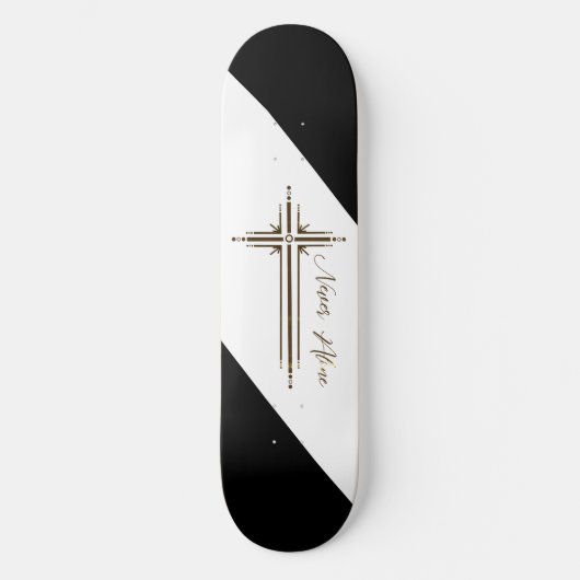 Christelijke skateboard geometrisch kruis Nooit Al (Voorkant)