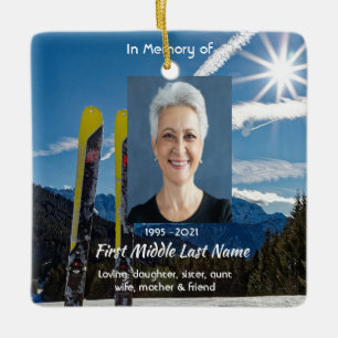 Christelijke Skiër Herinnering Keramisch Ornament