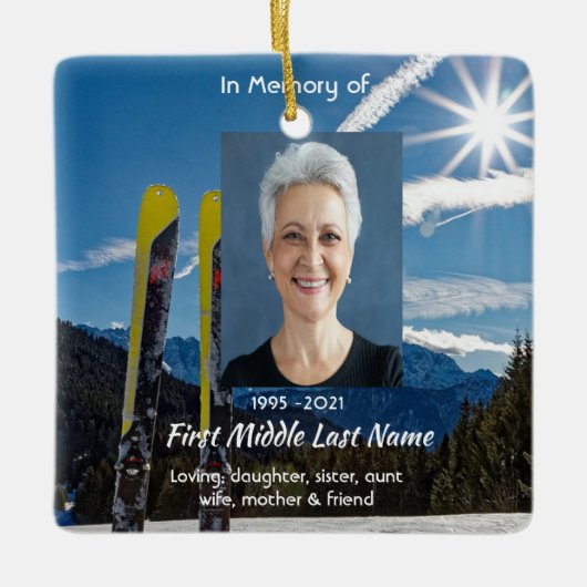 Christelijke Skiër Herinnering  Keramisch Ornament (Voorkant)
