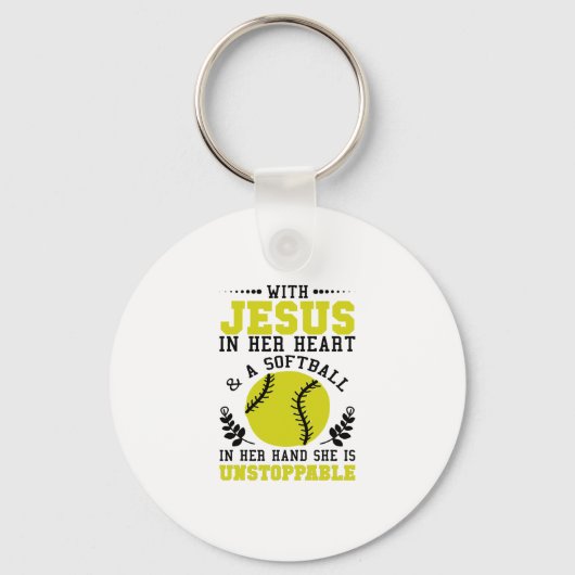 Christelijke Softball Religieuze Baseball Gift Sleutelhanger (Voorkant)