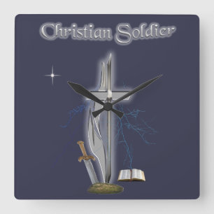 Christelijke soldaat vierkante klok