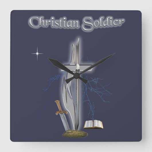 Christelijke soldaat vierkante klok (Voorkant)