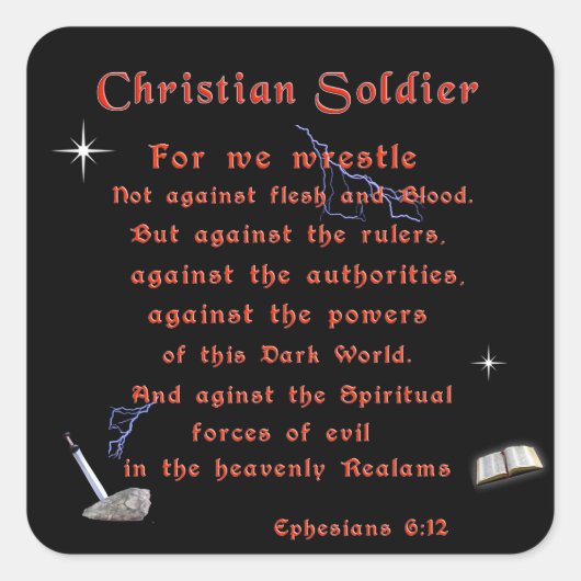 Christelijke soldaten vierkante sticker (Voorkant)