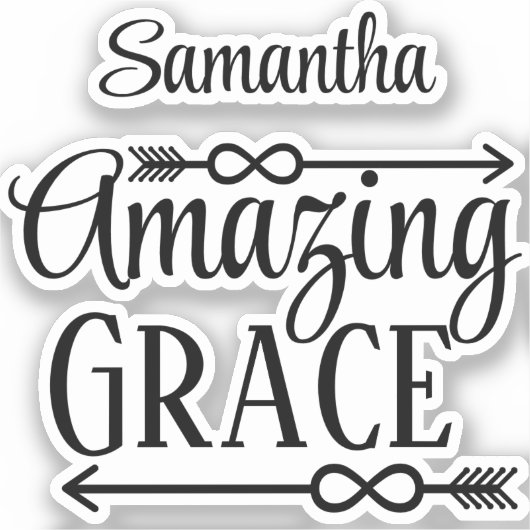 Christelijke Song Typography Quote Amazing Grace N Sticker (Voorkant)