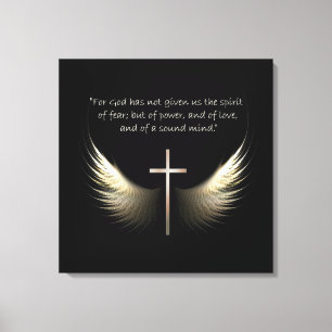Christelijke Spirit en Cross 2 Timothy 1:7 Scripts Canvas Afdruk