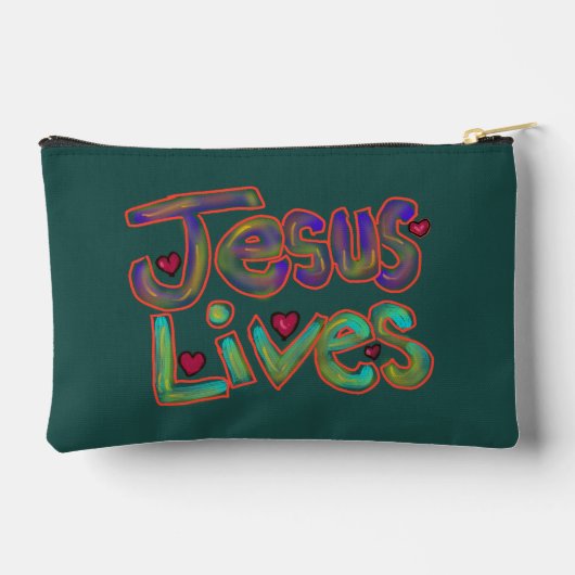 Christelijke spreuk ‘Jezus leeft’ groen Etui (Achterkant)