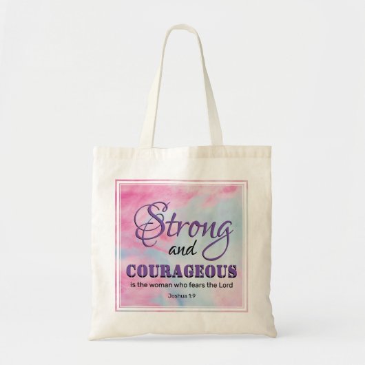 Christelijke, STERKE en MOEDIGE Bijbelvergen Tote Bag (Voorkant)