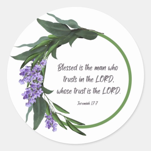 Christelijke Sticker Floral Design Jeremiah 17:7 (Voorkant)