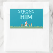 Christelijke sticker Psalm 28:7 Sterk in Hem (Tas)