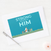 Christelijke sticker Psalm 28:7 Sterk in Hem (Envelop)