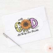 Christelijke stickers, bij God zijn alle dingen Ovale Sticker (Envelop)