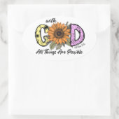 Christelijke stickers, bij God zijn alle dingen Ovale Sticker (Tas)