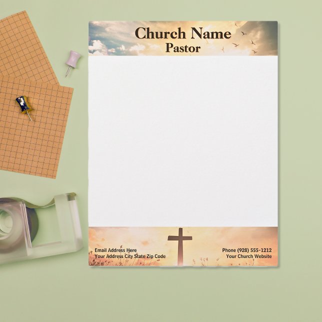 Christelijke Sunrise Pasture Cross Church Pastor Briefhoofd (Christian Sunrise Pasture Cross Church Pastor Letterhead)