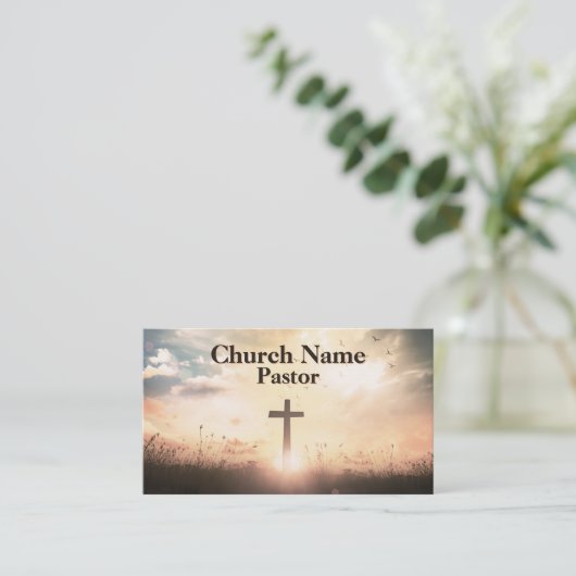 Christelijke Sunrise Pasture Cross Church Pastor Visitekaartje (Staand voorkant)