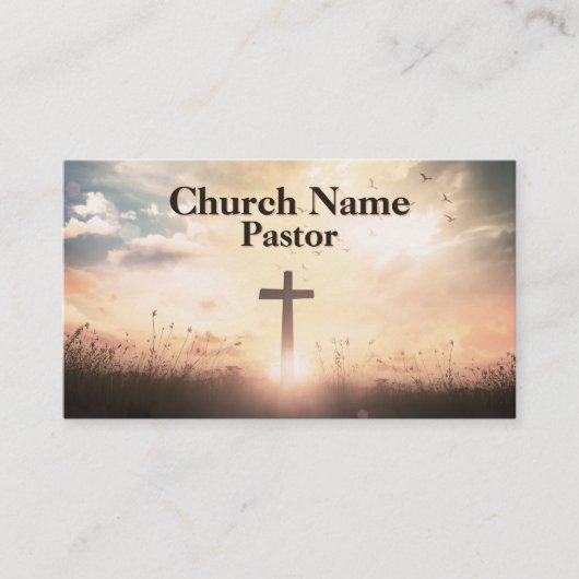 Christelijke Sunrise Pasture Cross Church Pastor Visitekaartje (Voorkant)