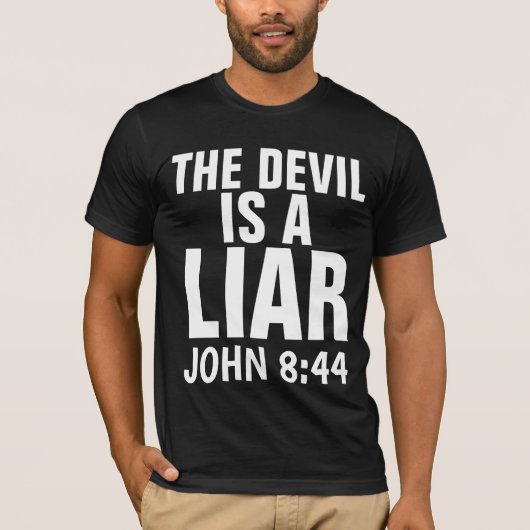 Christelijke T-shirts, DEVIL IS EEN LIAR T-shirt (Voorkant)