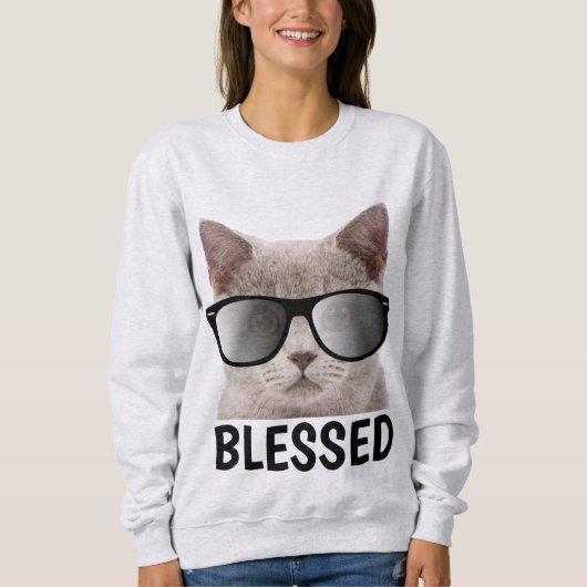 Christelijke T-Shirts met kat, BLESSED (Voorkant)