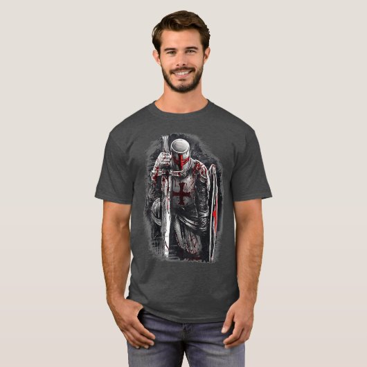 Christelijke Templar Knachten Costume Rosary Warri T-shirt (Voorkant volledig)