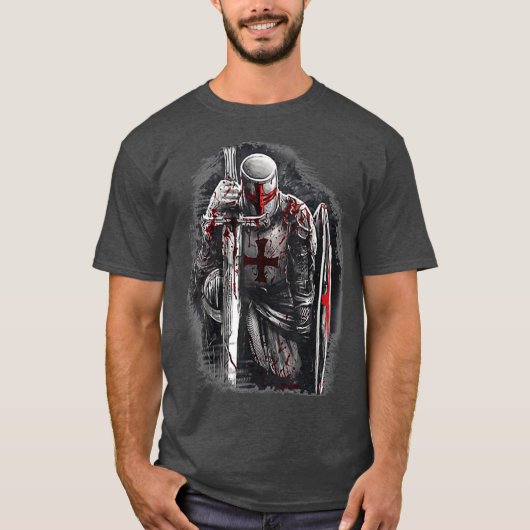 Christelijke Templar Knachten Costume Rosary Warri T-shirt (Voorkant)