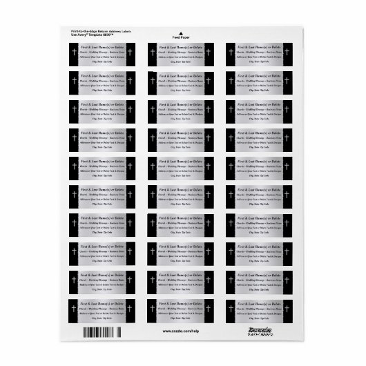 Christelijke Terugkeeradresetiketten, Kerk, Huweli Etiket (Full Sheet)