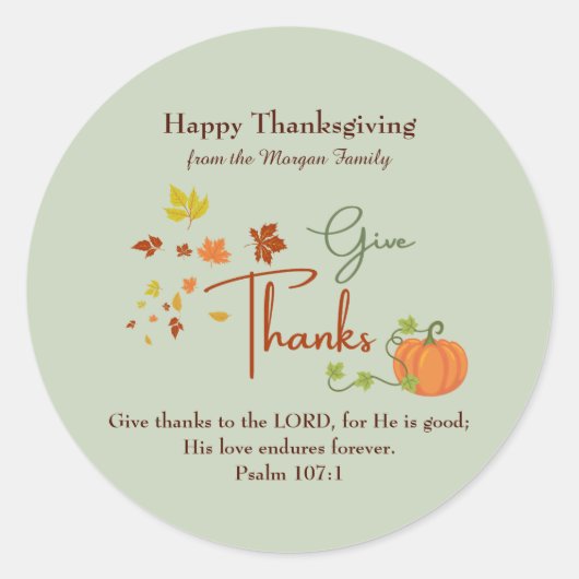 Christelijke Thanksgiving | Aangepaste naam Cadeau Ronde Sticker (Voorkant)
