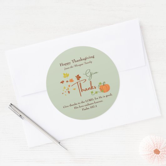 Christelijke Thanksgiving | Aangepaste naam Cadeau Ronde Sticker (Envelop)