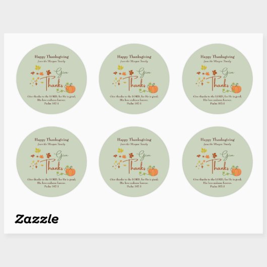 Christelijke Thanksgiving | Aangepaste naam Cadeau Ronde Sticker (Vel)